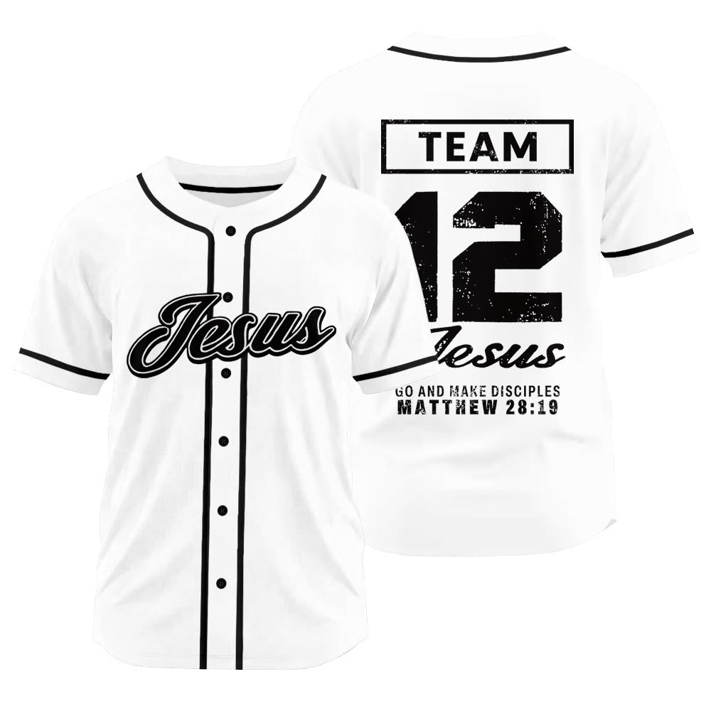 Christianartworkshop Matthew 28:19 Team Jesus Go and Make Disciples Unisex Baseball Jersey - White - 3XL - image 8