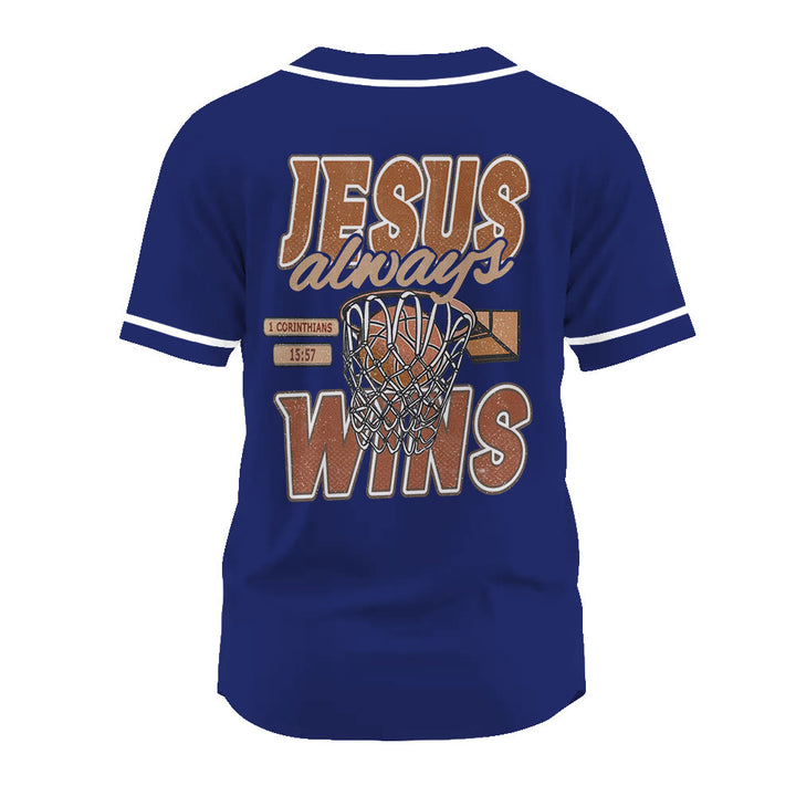 Christianartworkshop Retro Athletic Jesus Always Wins Basketball Themed Unisex Baseball Jersey - image 18