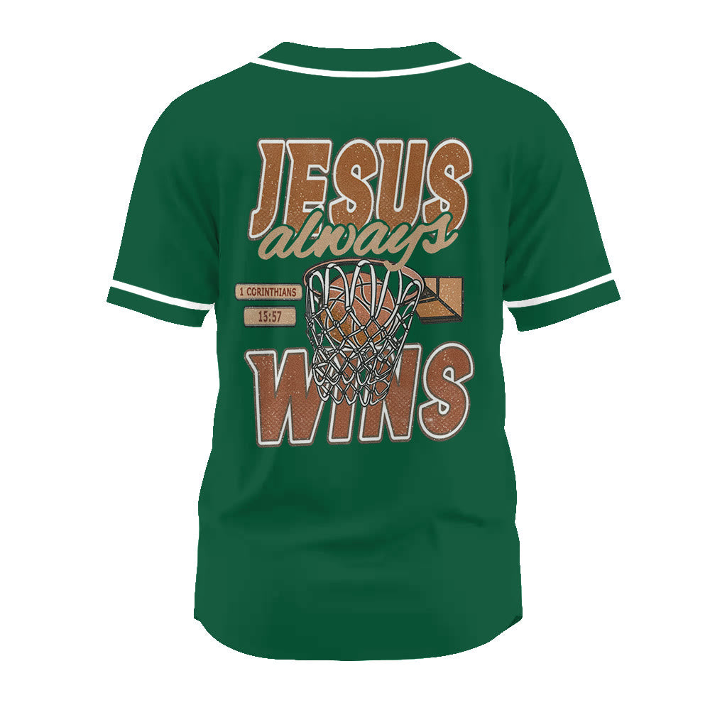 Christianartworkshop Retro Athletic Jesus Always Wins Basketball Themed Unisex Baseball Jersey - image 15