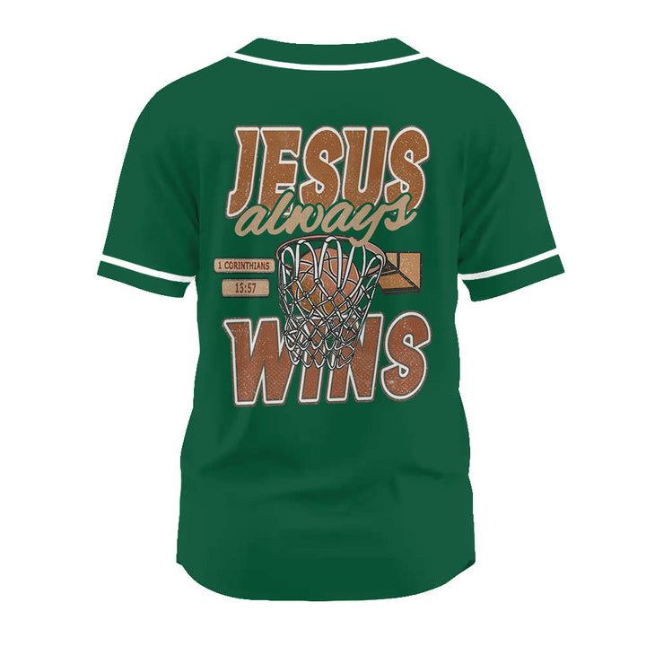 Christianartworkshop Retro Athletic Jesus Always Wins Basketball Themed Unisex Baseball Jersey - image 15