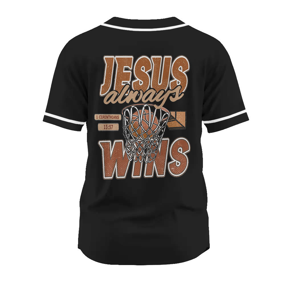 Christianartworkshop Retro Athletic Jesus Always Wins Basketball Themed Unisex Baseball Jersey - image 12
