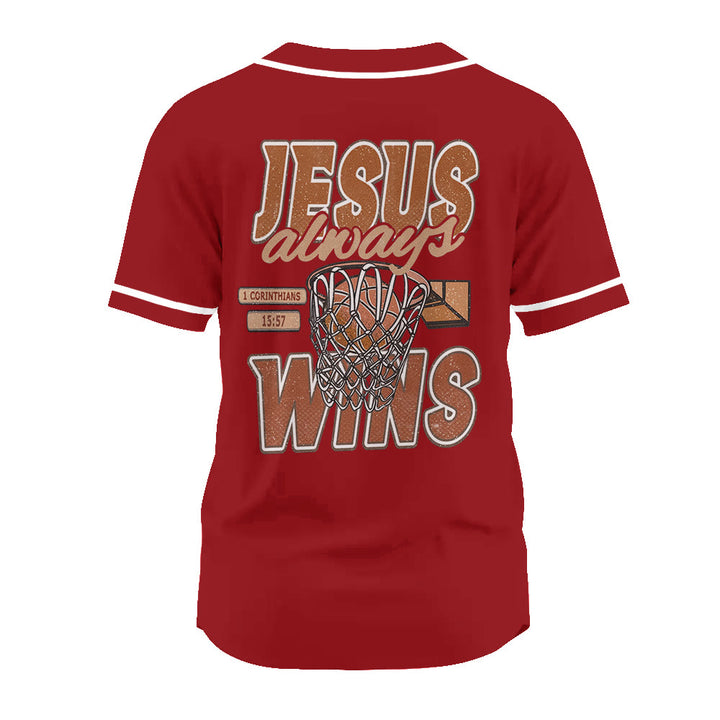 Christianartworkshop Retro Athletic Jesus Always Wins Basketball Themed Unisex Baseball Jersey - image 21