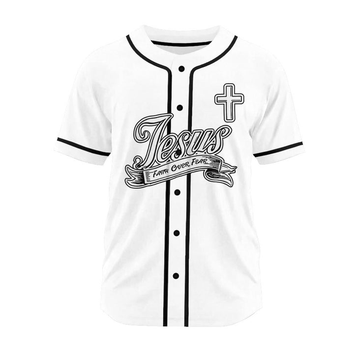 Christianartworkshop Inspirational Jesus Faith Over Fear Unisex Baseball Jersey with Praying Hands  - image 10