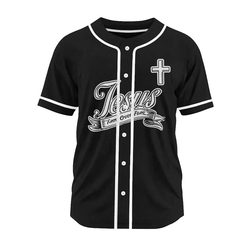 Christianartworkshop Inspirational Jesus Faith Over Fear Unisex Baseball Jersey with Praying Hands  - image 16