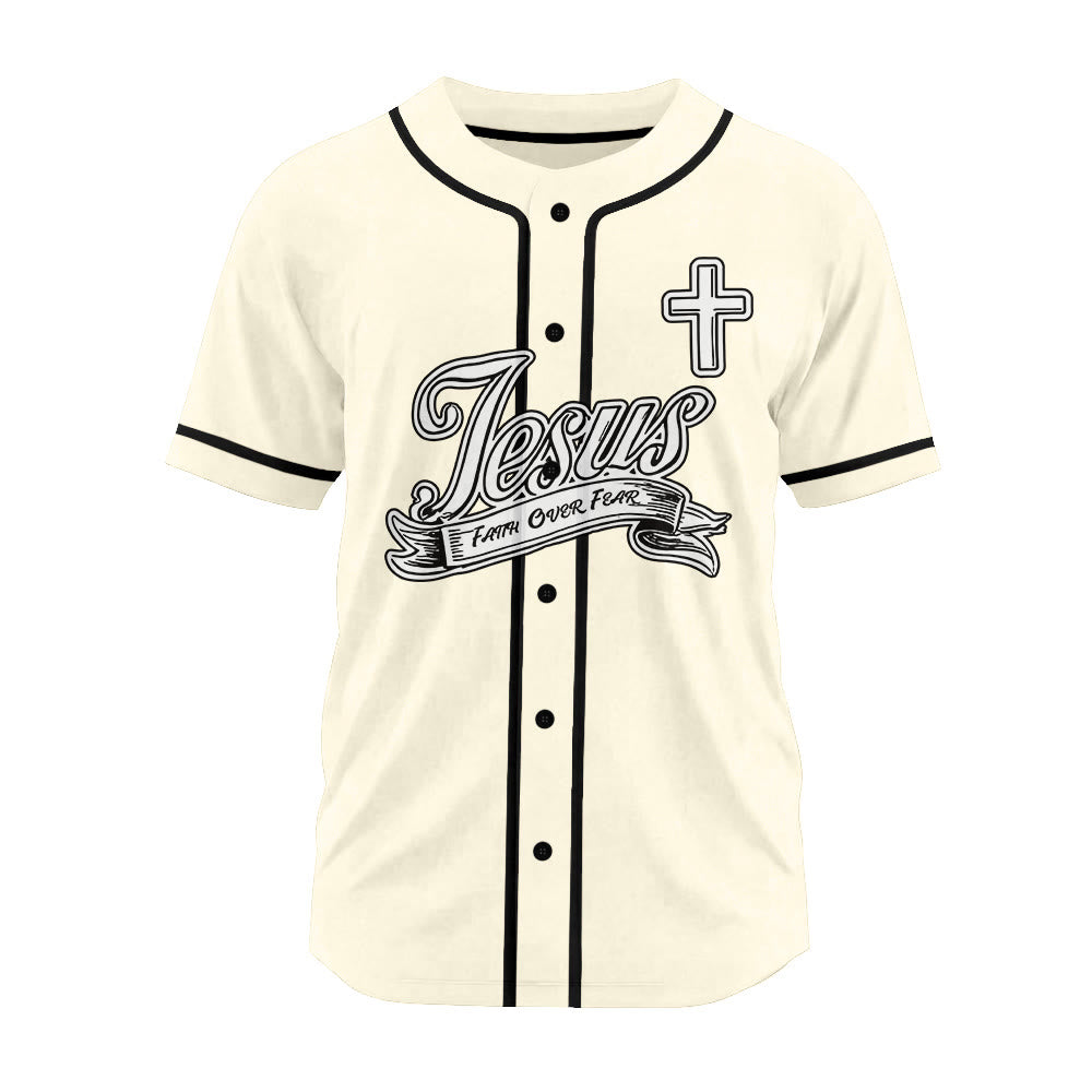 Christianartworkshop Inspirational Jesus Faith Over Fear Unisex Baseball Jersey with Praying Hands  - image 22