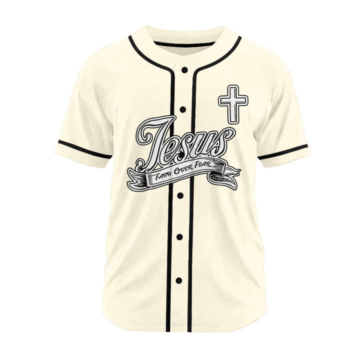 Christianartworkshop Inspirational Jesus Faith Over Fear Unisex Baseball Jersey with Praying Hands  - image 22