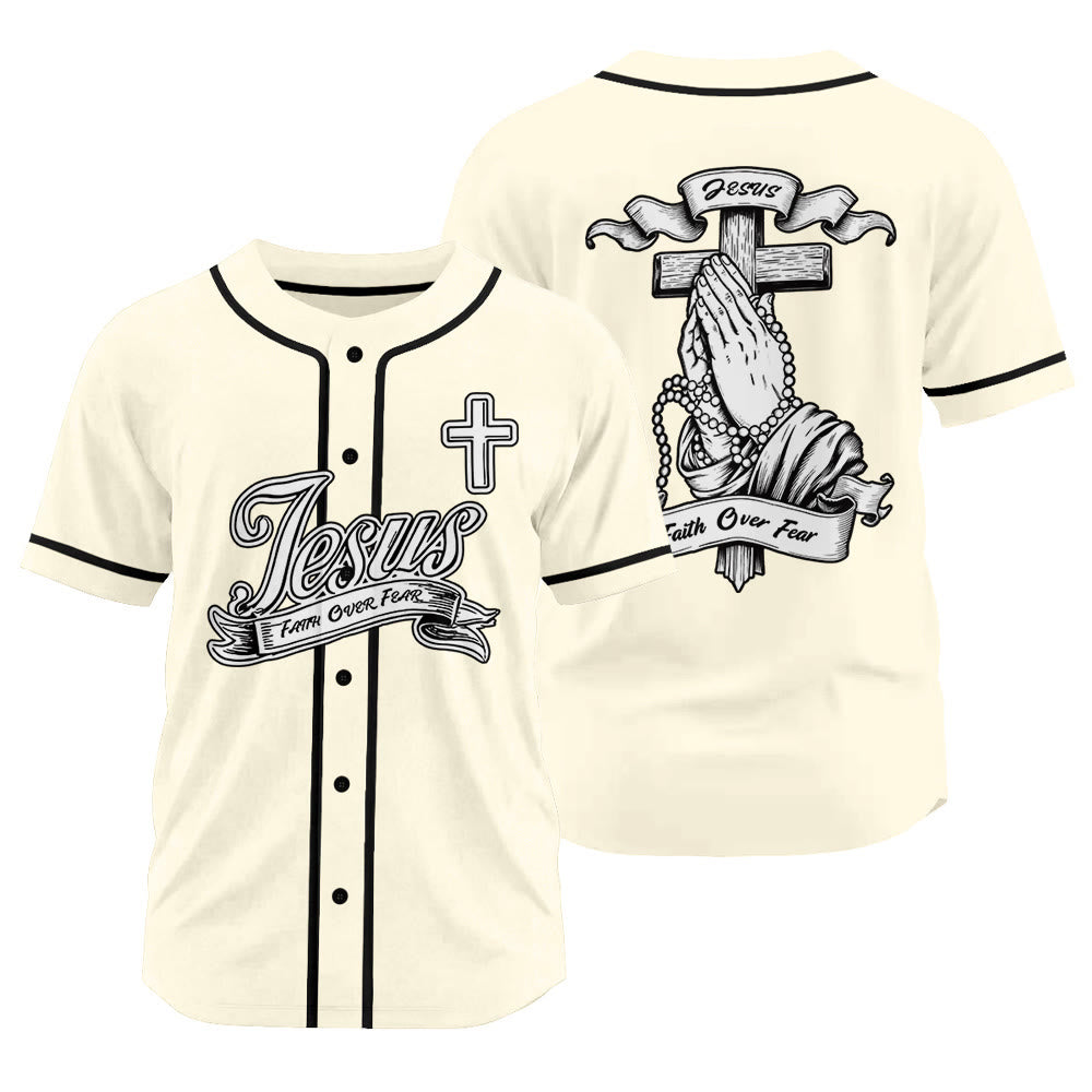 Christianartworkshop Inspirational Jesus Faith Over Fear Unisex Baseball Jersey with Praying Hands  - Apricot - 3XL - image 20