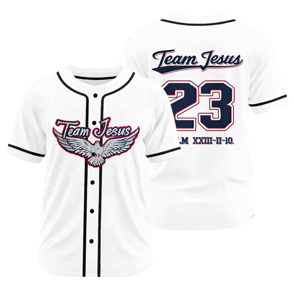 Christianartworkshop Team Jesus Dove of the Holy Spirit Unisex Baseball Jersey - White - 3XL - image 11