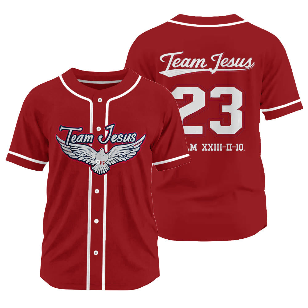 Christianartworkshop Team Jesus Dove of the Holy Spirit Unisex Baseball Jersey - Red - 3XL - image 14