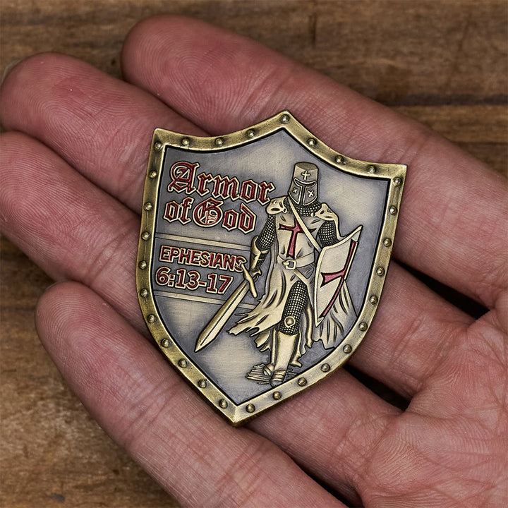 Christianartworkshop Classic Style Armor of God Shield Challenge Coin with Ephesians 6:13–17 - image 4