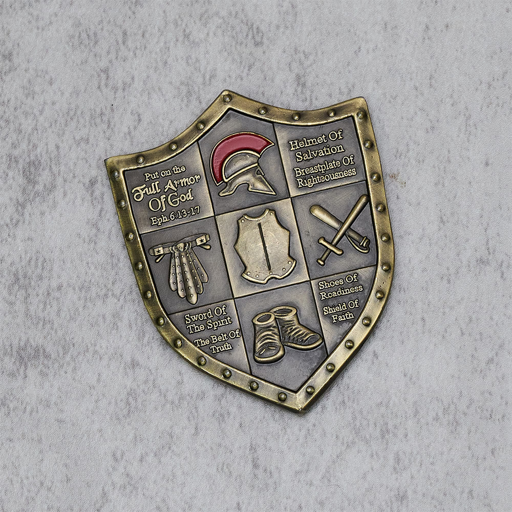 Christianartworkshop Classic Style Armor of God Shield Challenge Coin with Ephesians 6:13–17 - image 1