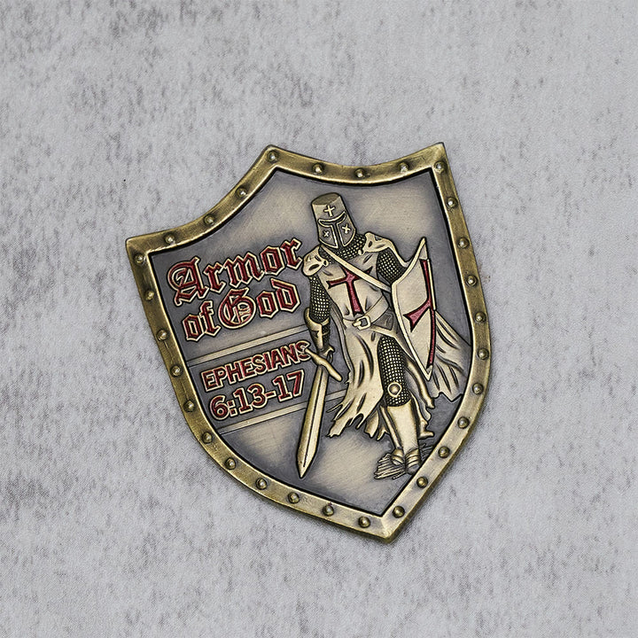 Christianartworkshop Classic Style Armor of God Shield Challenge Coin with Ephesians 6:13–17 - Armor of God - image 0