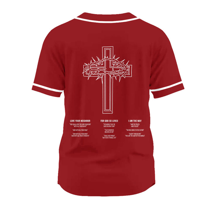 Christianartworkshop Inspirational Team Jesus & Crown of Thorns Unisex Baseball Jersey - image 5