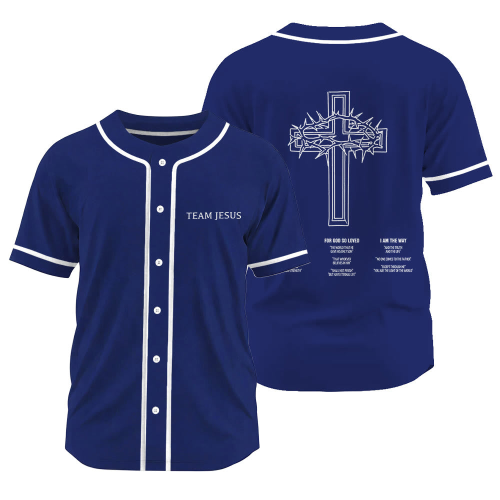 Christianartworkshop Inspirational Team Jesus & Crown of Thorns Unisex Baseball Jersey - Navy Blue - 3XL - image 11
