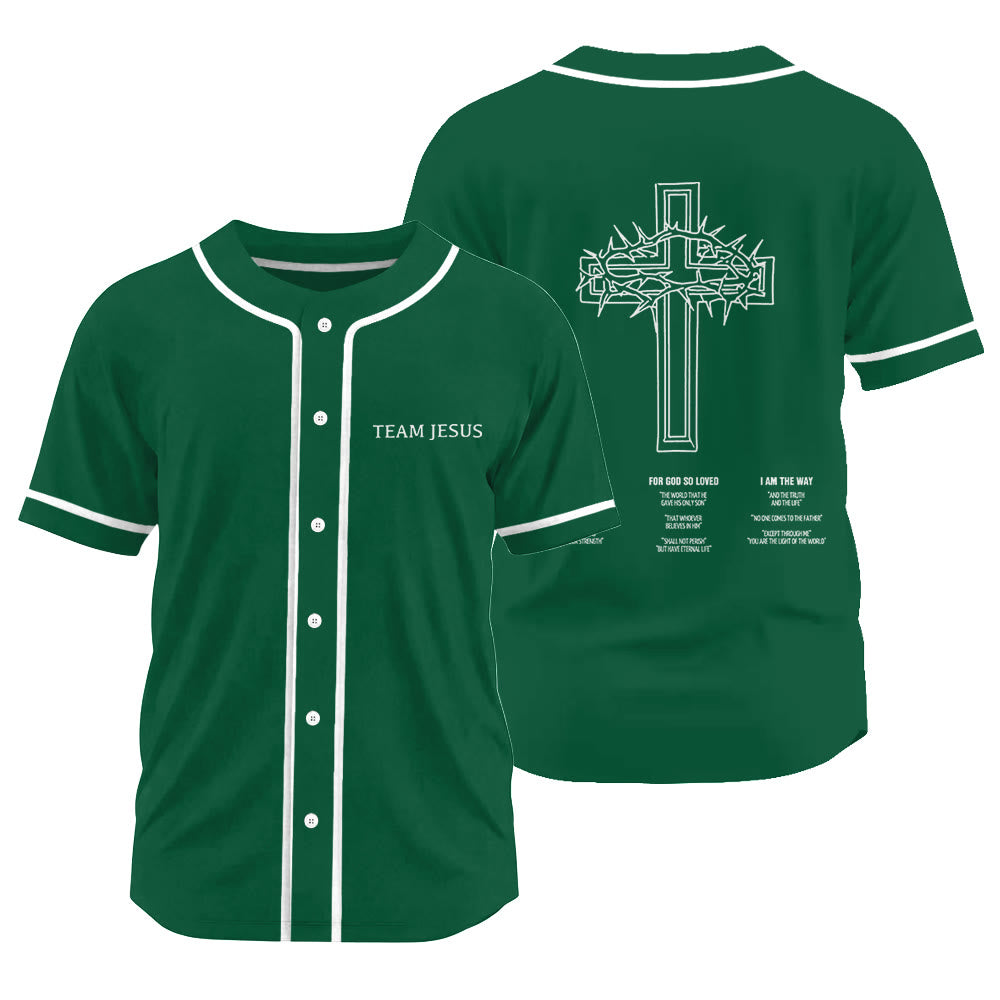 Christianartworkshop Inspirational Team Jesus & Crown of Thorns Unisex Baseball Jersey - Green - 3XL - image 14