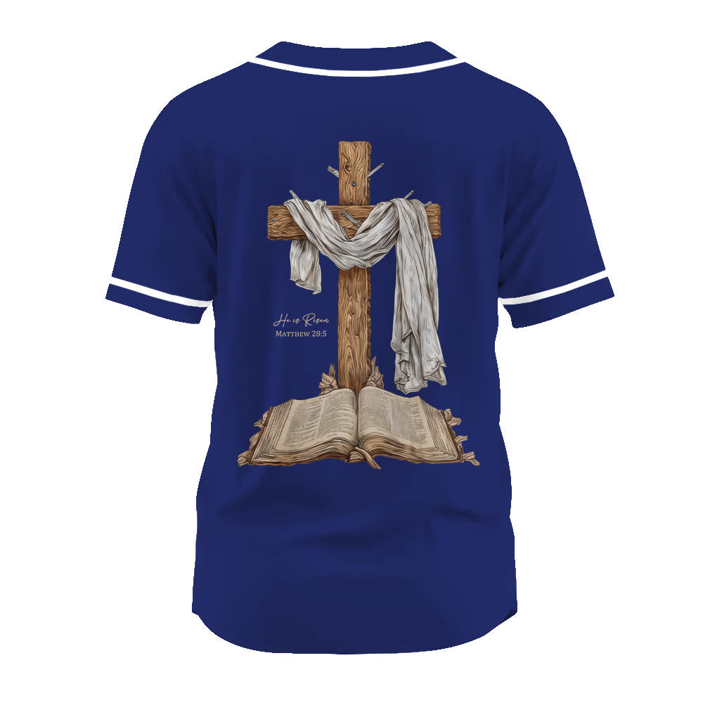 Christianartworkshop He Is Risen Resurrection Cross Baseball Jersey - image 15