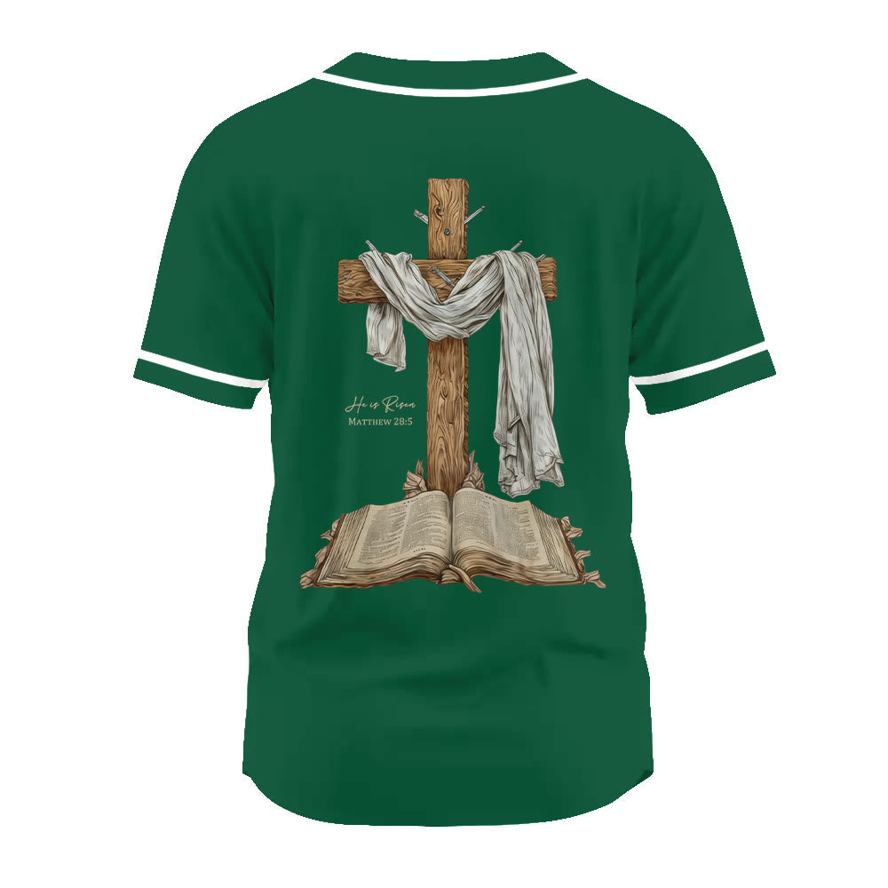 Christianartworkshop He Is Risen Resurrection Cross Baseball Jersey - image 18