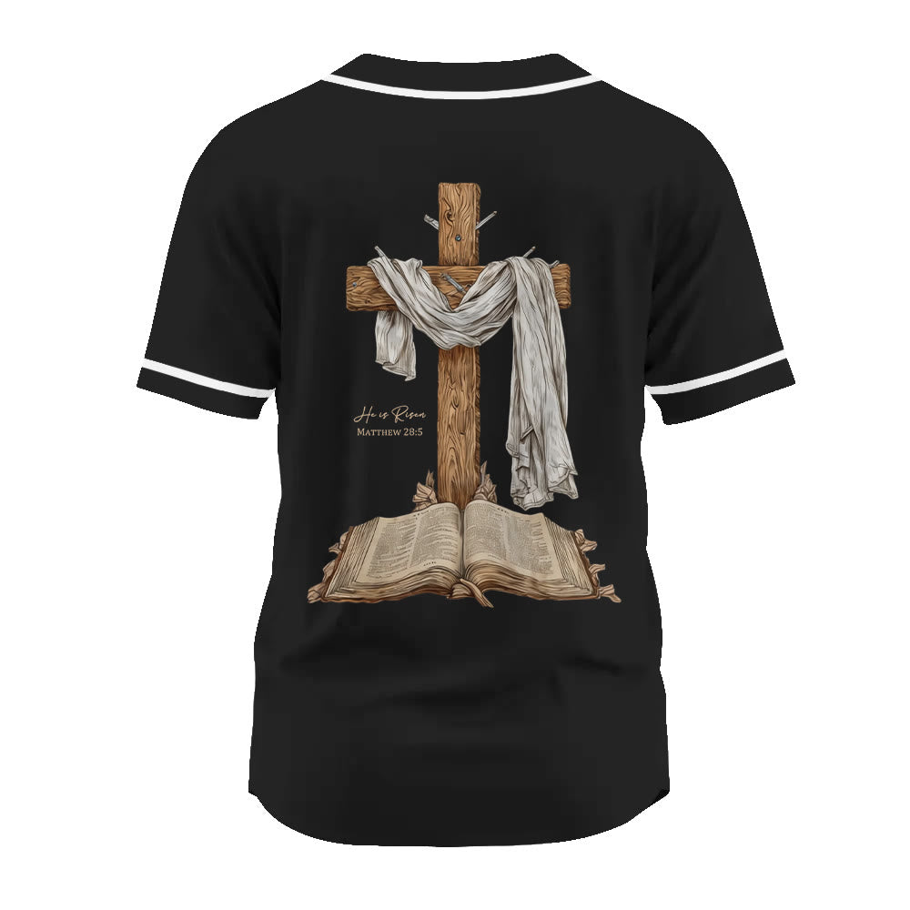 Christianartworkshop He Is Risen Resurrection Cross Baseball Jersey - image 9