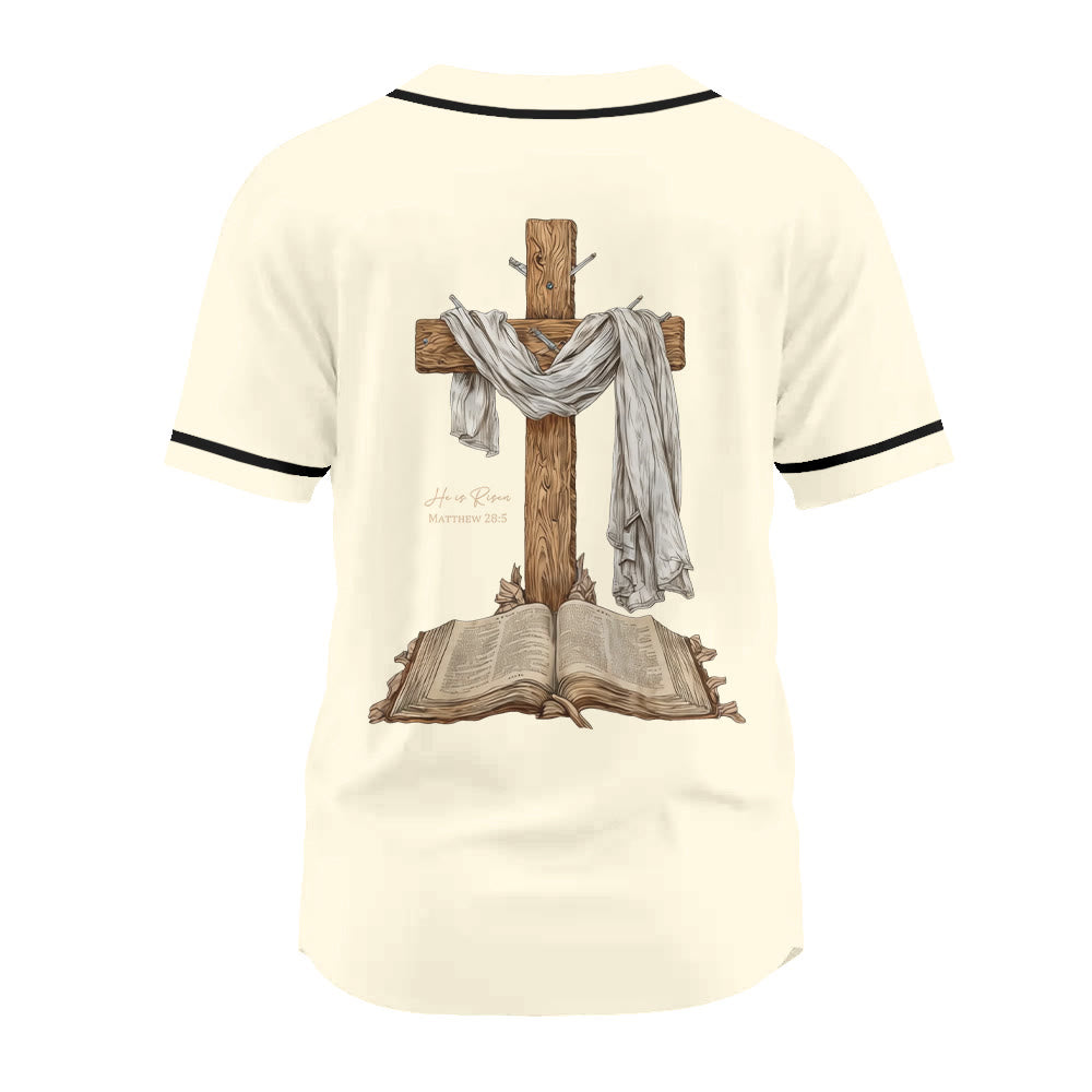 Christianartworkshop He Is Risen Resurrection Cross Baseball Jersey - image 5