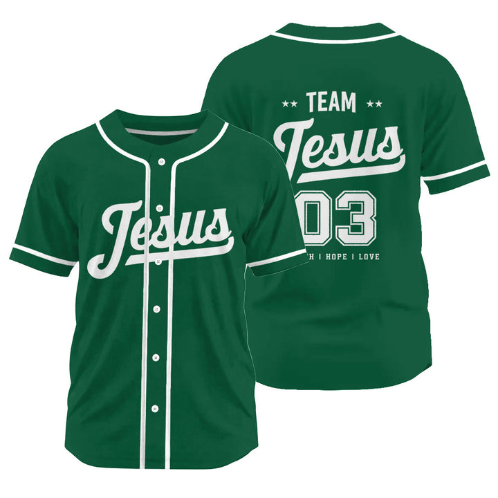 Christianartworkshop Retro Athletic Team Jesus Faith Hope Love Unisex Baseball Jersey - Green - 3XL - image 20
