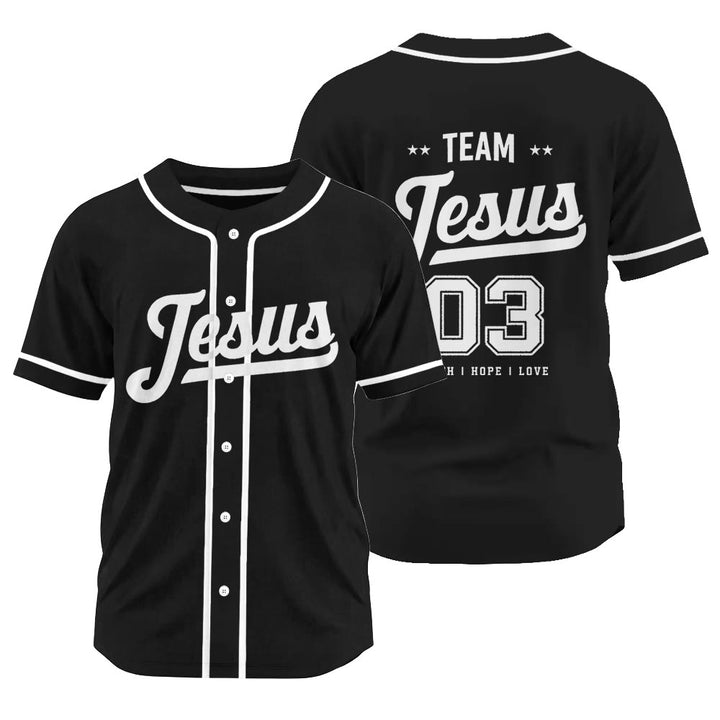 Christianartworkshop Retro Athletic Team Jesus Faith Hope Love Unisex Baseball Jersey - Black - 3XL - image 8