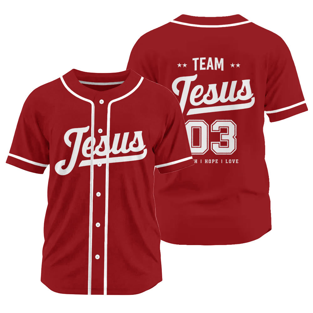 Christianartworkshop Retro Athletic Team Jesus Faith Hope Love Unisex Baseball Jersey - Red - 3XL - image 17