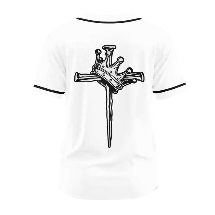 Christianartworkshop Jesus King of Kings Crown and Cross Unisex Baseball Jersey - image 9