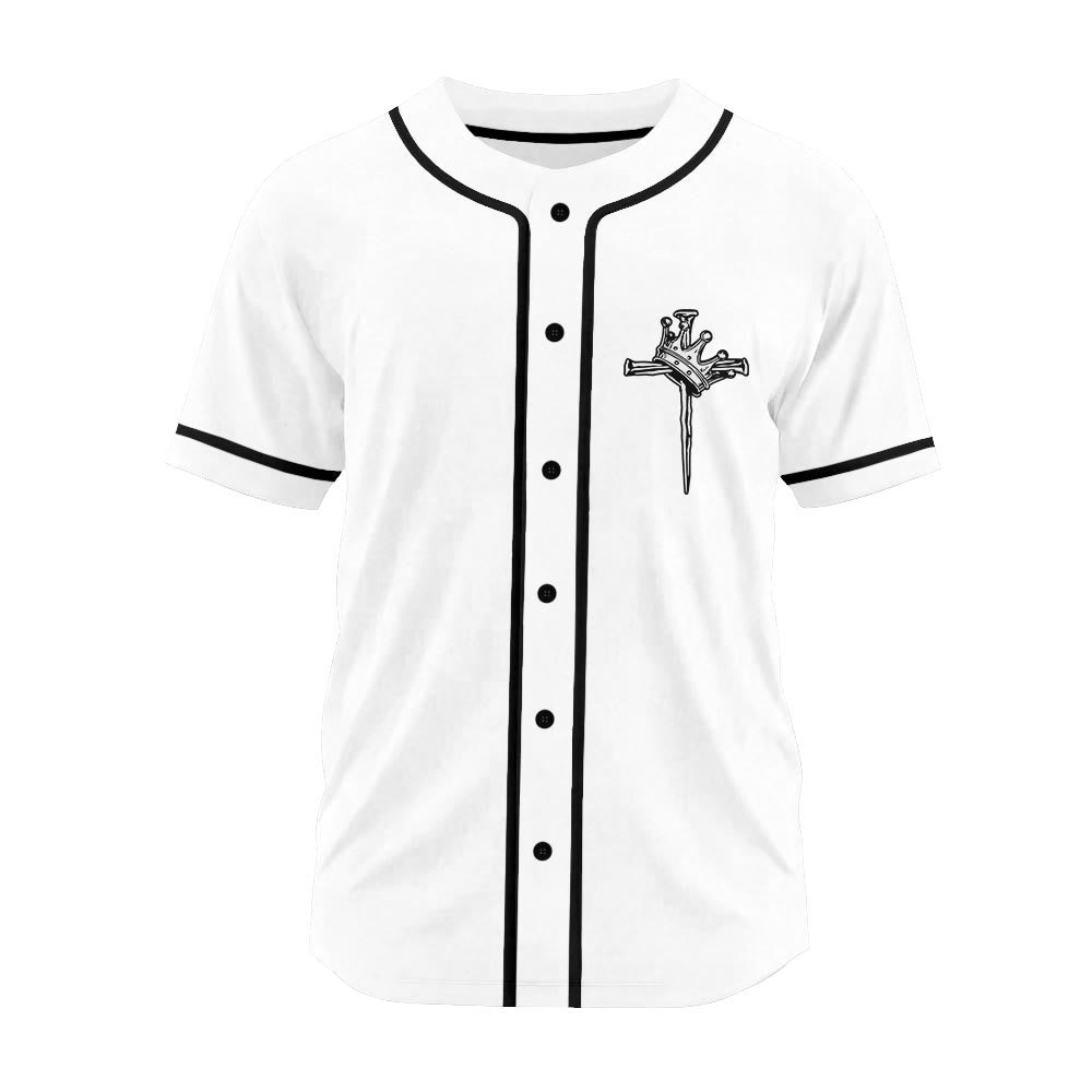Christianartworkshop Jesus King of Kings Crown and Cross Unisex Baseball Jersey - image 10
