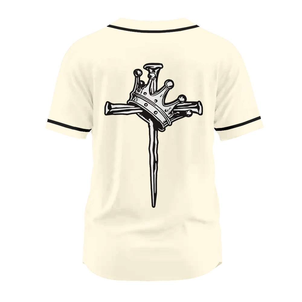Christianartworkshop Jesus King of Kings Crown and Cross Unisex Baseball Jersey - image 12
