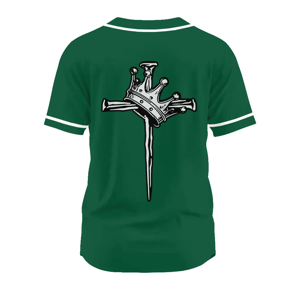 Christianartworkshop Jesus King of Kings Crown and Cross Unisex Baseball Jersey - image 18