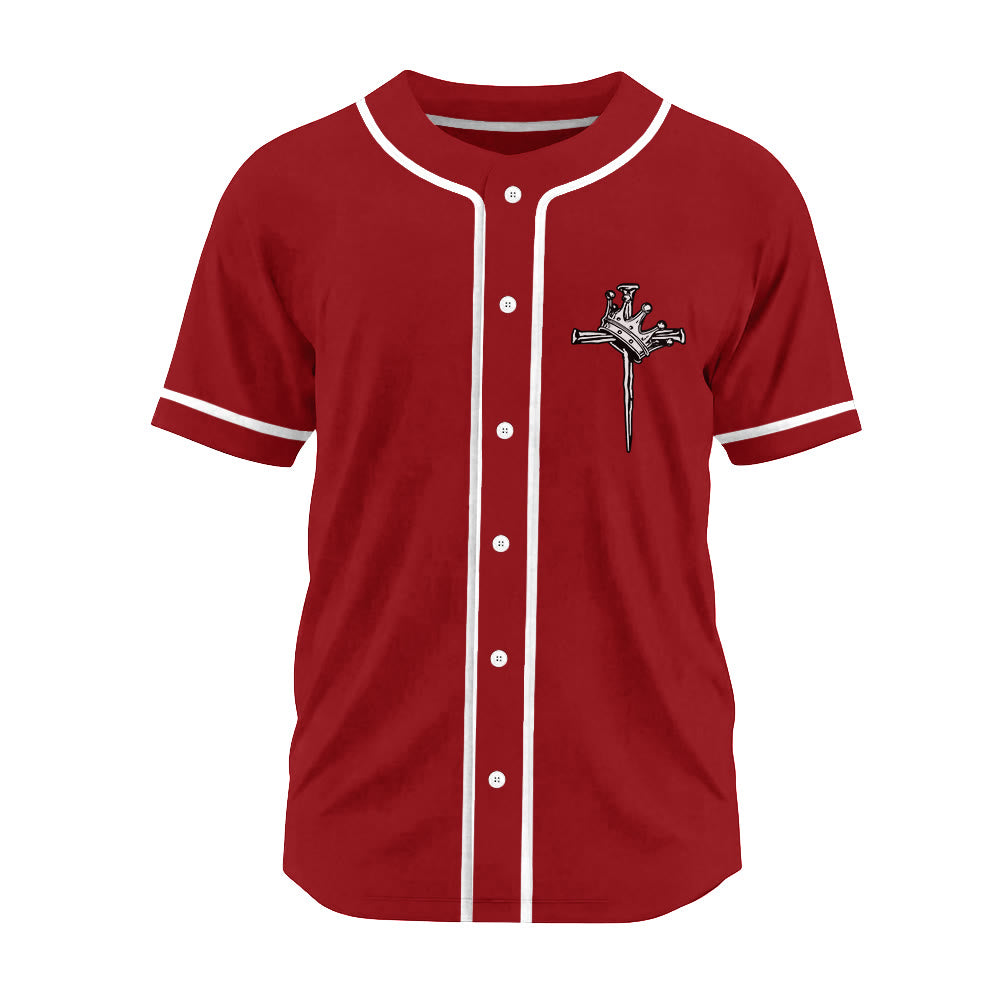 Christianartworkshop Jesus King of Kings Crown and Cross Unisex Baseball Jersey - image 22