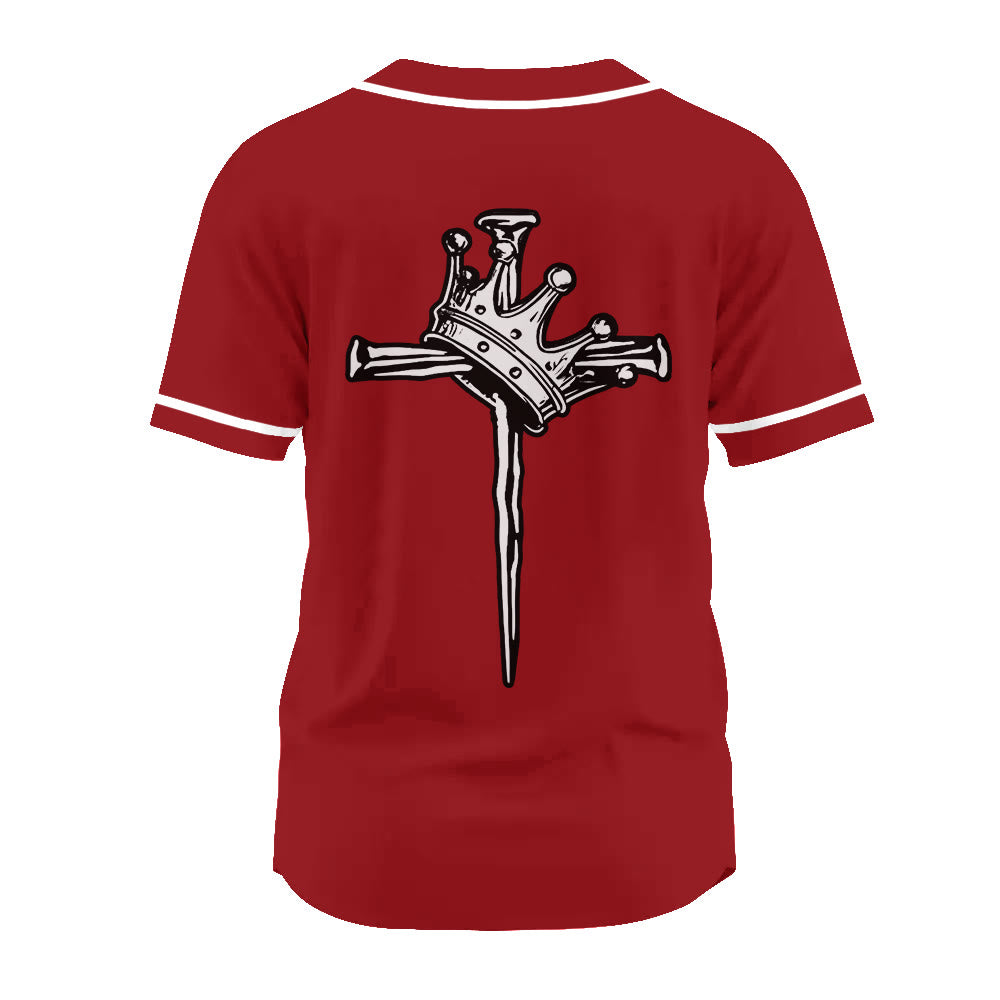Christianartworkshop Jesus King of Kings Crown and Cross Unisex Baseball Jersey - image 21