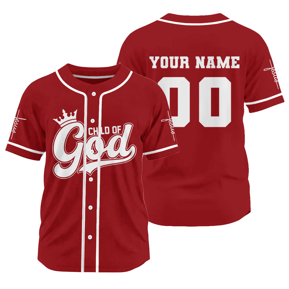 Christianartworkshop Retro Script Child of God Crown Custom Baseball Jersey - Red - 3XL - Name & Number Customized - image 17
