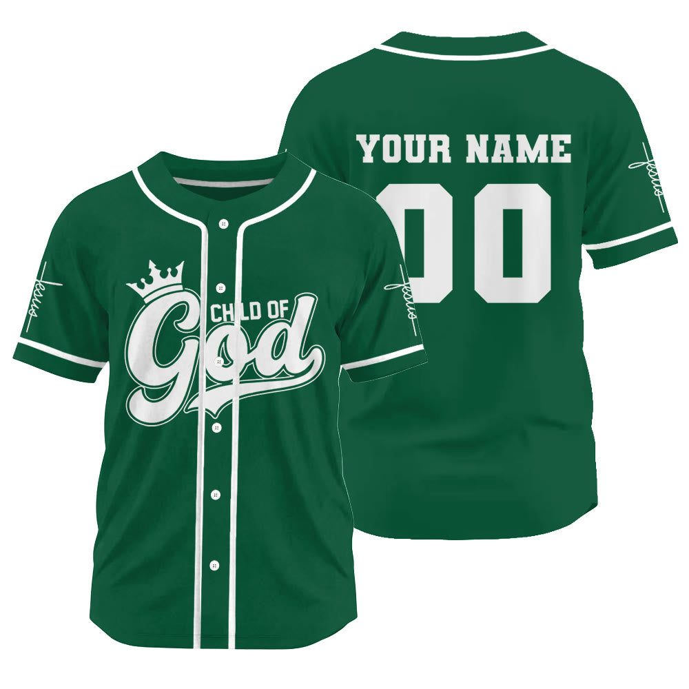 Christianartworkshop Retro Script Child of God Crown Custom Baseball Jersey - Green - 3XL - Name & Number Customized - image 20