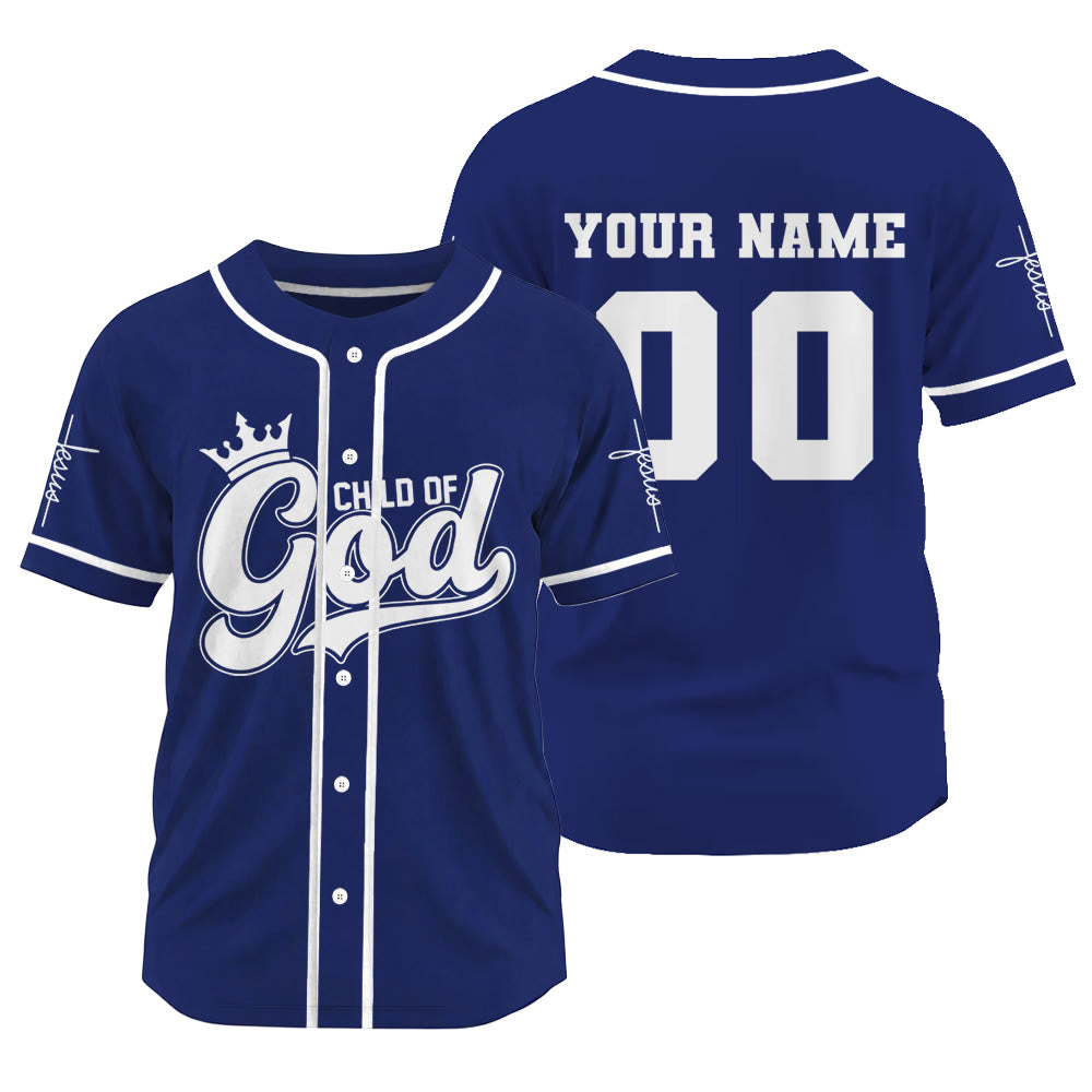 Christianartworkshop Retro Script Child of God Crown Custom Baseball Jersey - Navy Blue - 3XL - Name & Number Customized - image 14