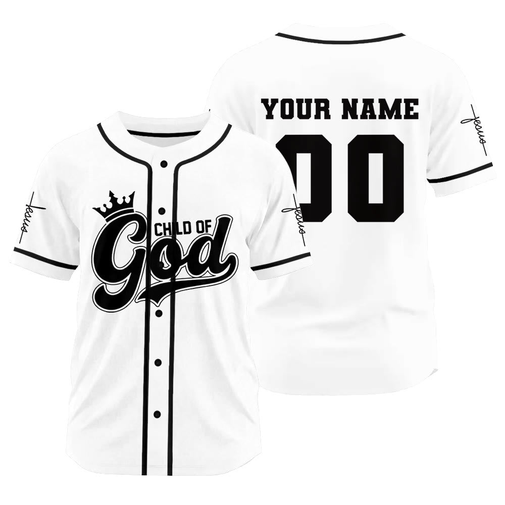 Christianartworkshop Retro Script Child of God Crown Custom Baseball Jersey - White - 3XL - Name & Number Customized - image 8