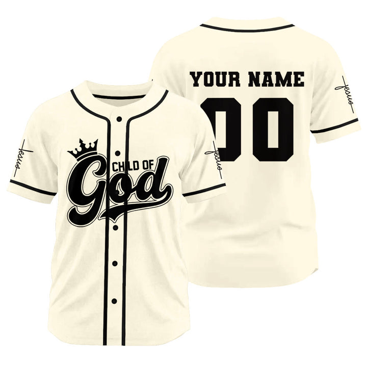 Christianartworkshop Retro Script Child of God Crown Custom Baseball Jersey - Apricot - 3XL - Name & Number Customized - image 11