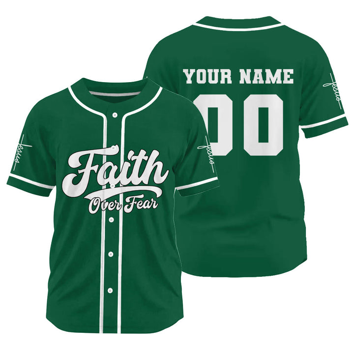Christianartworkshop Inspirational Faith Over Fear Identity Proclamation Custom Baseball Jersey - Green - 3XL - Name & Number Customized - image 20