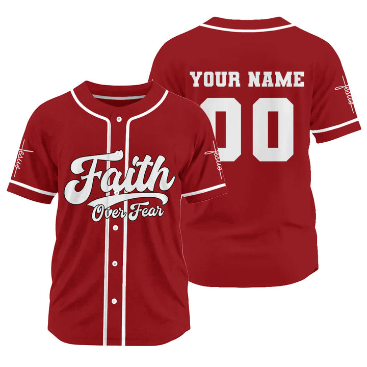 Christianartworkshop Inspirational Faith Over Fear Identity Proclamation Custom Baseball Jersey - Red - 3XL - Name & Number Customized - image 17