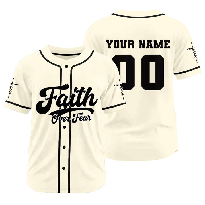Christianartworkshop Inspirational Faith Over Fear Identity Proclamation Custom Baseball Jersey - Apricot - 3XL - Name & Number Customized - image 14