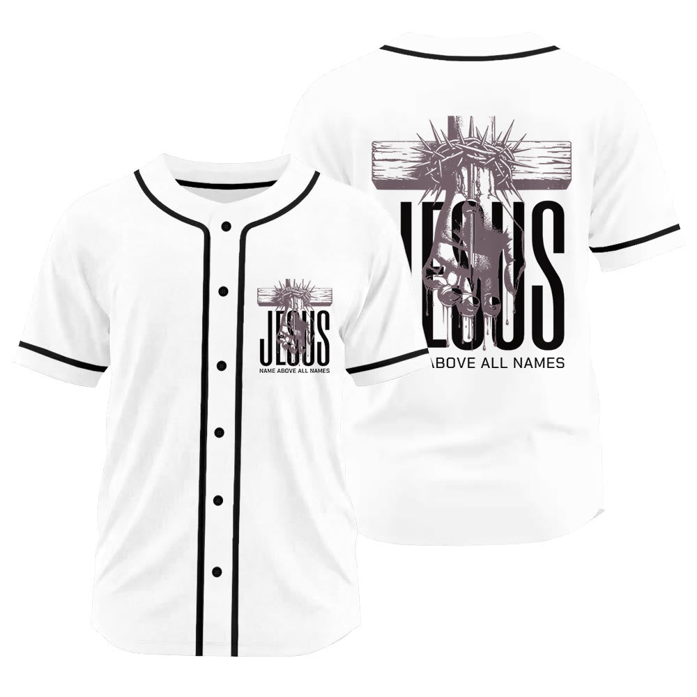 Christianartworkshop Jesus Name Above All Names Faith Statement Unisex Baseball Jersey - White - 3XL - image 0