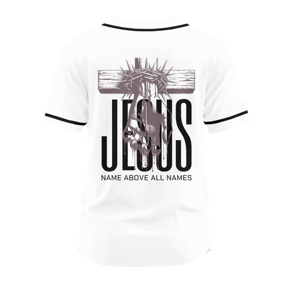 Christianartworkshop Jesus Name Above All Names Faith Statement Unisex Baseball Jersey - image 5