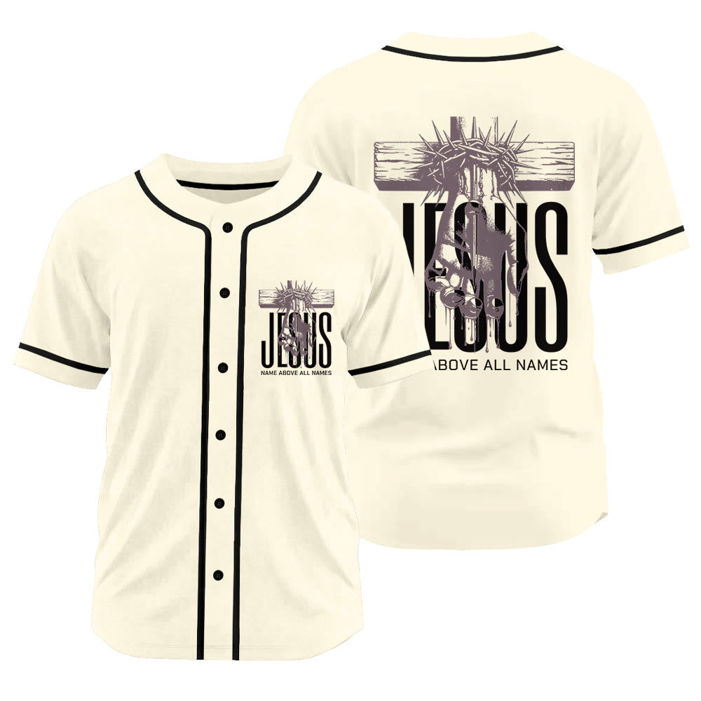 Christianartworkshop Jesus Name Above All Names Faith Statement Unisex Baseball Jersey - Apricot - 3XL - image 8