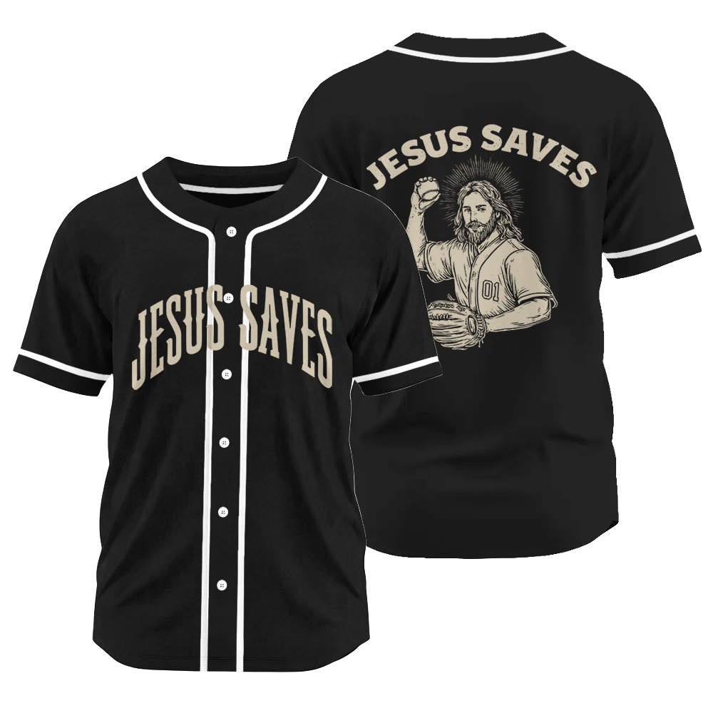 Christianartworkshop Baseball Faith Jesus Saves Unisex Baseball Jersey - Black - 3XL - image 11