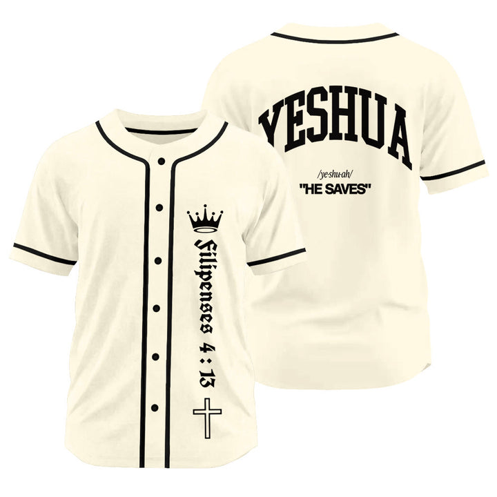 Christianartworkshop Philippians 4:13 Yeshua Identity Proclamation Unisex Baseball Jersey - Apricot - 3XL - image 8