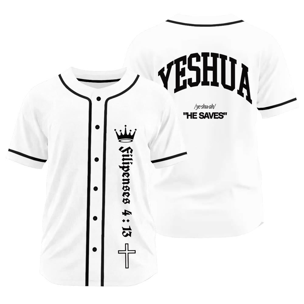 Christianartworkshop Philippians 4:13 Yeshua Identity Proclamation Unisex Baseball Jersey - White - 3XL - image 14