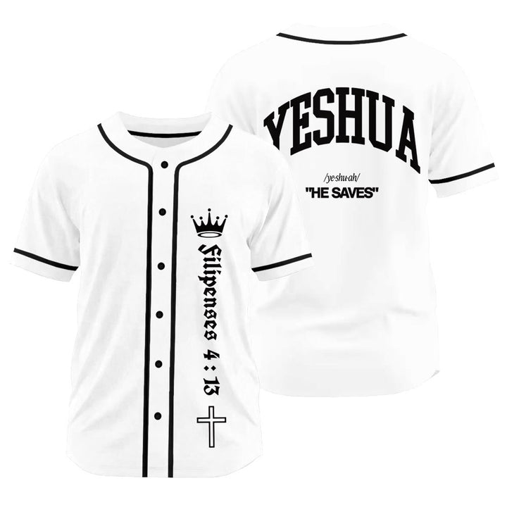 Christianartworkshop Philippians 4:13 Yeshua Identity Proclamation Unisex Baseball Jersey - White - 3XL - image 14