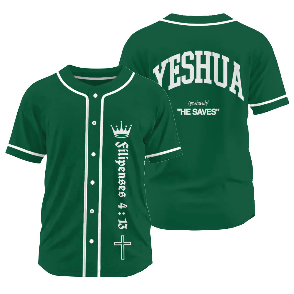 Christianartworkshop Philippians 4:13 Yeshua Identity Proclamation Unisex Baseball Jersey - Green - 3XL - image 17