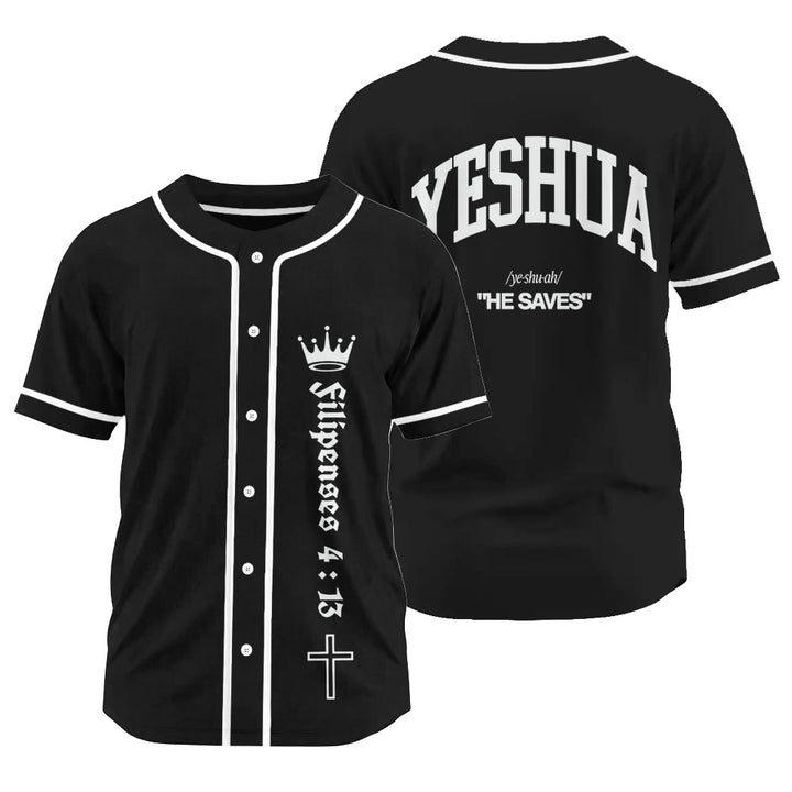 Christianartworkshop Philippians 4:13 Yeshua Identity Proclamation Unisex Baseball Jersey - Black - 3XL - image 11