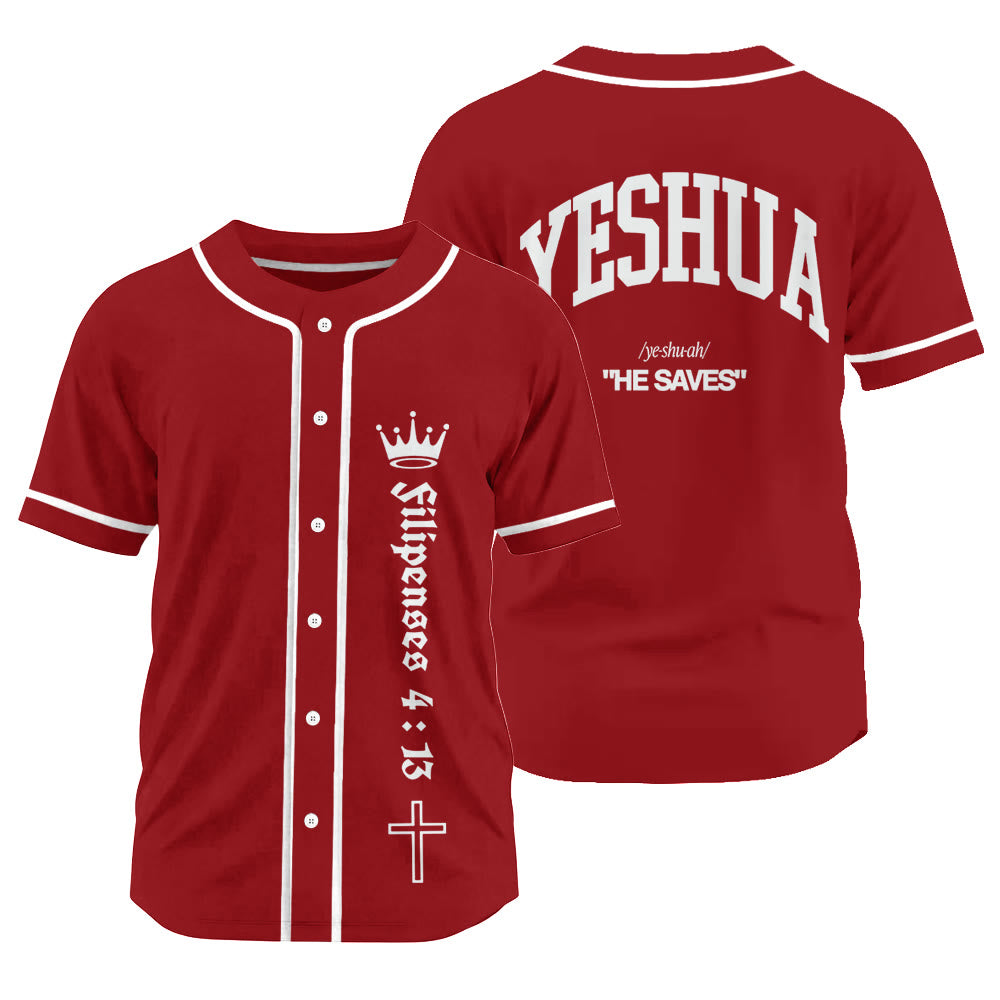 Christianartworkshop Philippians 4:13 Yeshua Identity Proclamation Unisex Baseball Jersey - Red - 3XL - image 20